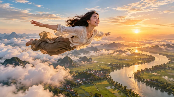 Mơ bay trên bầu trời — ảnh minh họa cảnh giấc mơ