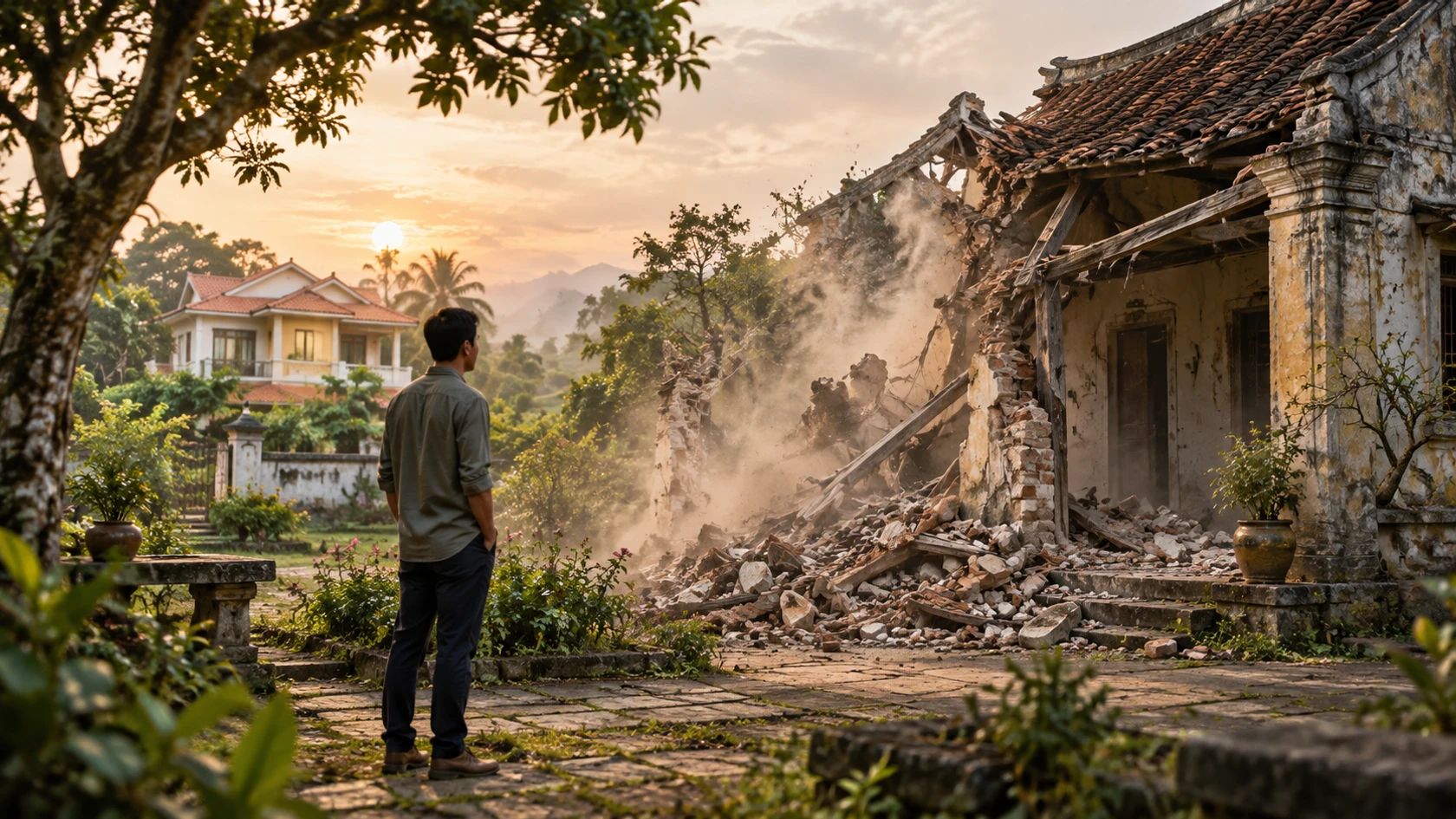 Mơ nhà cửa sụp đổ — ảnh minh họa cảnh giấc mơ