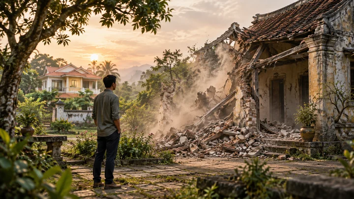 Mơ nhà cửa sụp đổ — ảnh minh họa cảnh giấc mơ