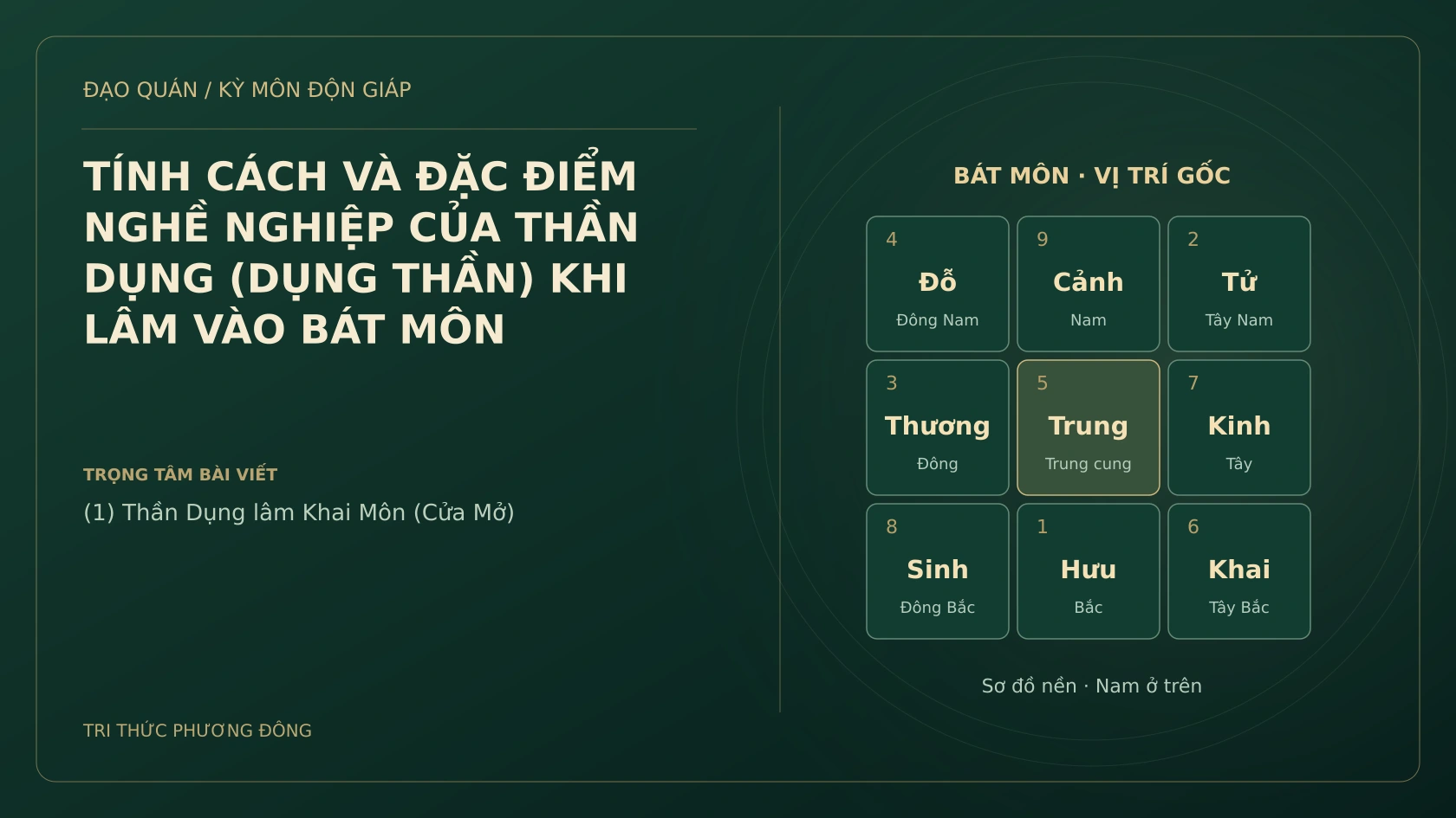 Sơ đồ Kỳ Môn: TÍNH CÁCH VÀ ĐẶC ĐIỂM NGHỀ NGHIỆP CỦA THẦN DỤNG (DỤNG THẦN) KHI LÂM VÀO BÁT MÔN