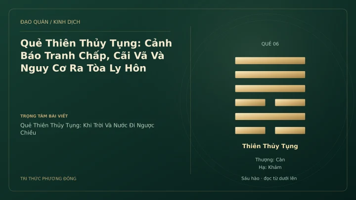 Minh họa Dịch học: Quẻ Thiên Thủy Tụng: Cảnh Báo Tranh Chấp, Cãi Vã Và Nguy Cơ Ra Tòa Ly Hôn
