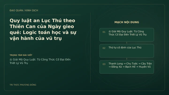 Minh họa Dịch học: Quy luật an Lục Thú theo Thiên Can của Ngày gieo quẻ: Logic toán học và sự vận hành của vũ trụ