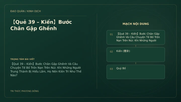 Minh họa Dịch học: 【Quẻ 39 – Kiển】Bước Chân Gập Ghềnh