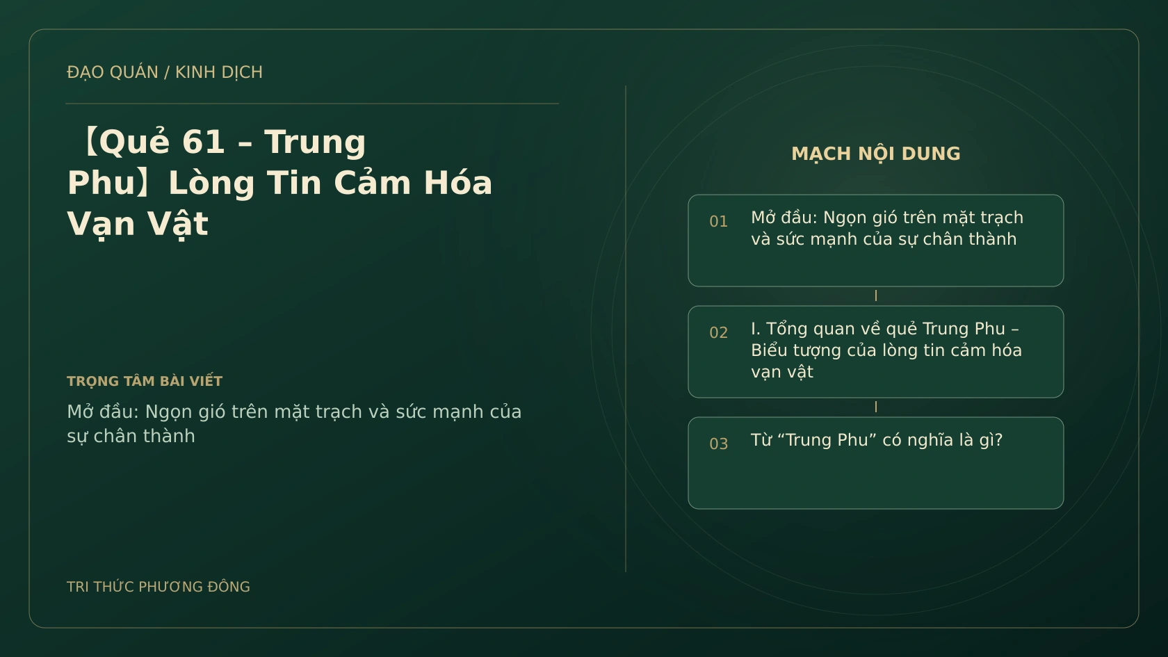 Minh họa Dịch học: 【Quẻ 61 – Trung Phu】Lòng Tin Cảm Hóa Vạn Vật