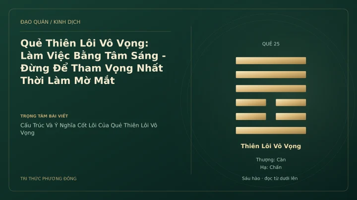 Minh họa Dịch học: Quẻ Thiên Lôi Vô Vọng: Làm Việc Bằng Tâm Sáng - Đừng Để Tham Vọng Nhất Thời Làm Mờ Mắt