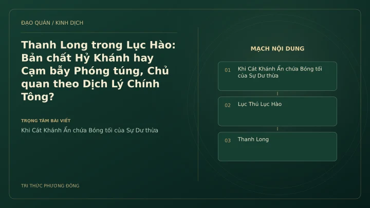 Minh họa Dịch học: Thanh Long trong Lục Hào: Bản chất Hỷ Khánh hay Cạm bẫy Phóng túng, Chủ quan theo Dịch Lý Chính Tông?