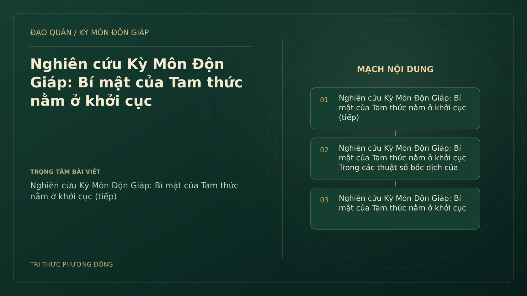 Sơ đồ Kỳ Môn: Nghiên cứu Kỳ Môn Độn Giáp: Bí mật của Tam thức nằm ở khởi cục