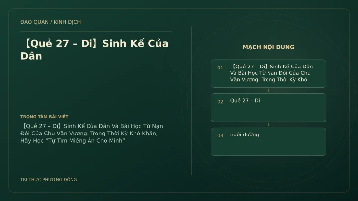 Minh họa Dịch học: 【Quẻ 27 – Di】Sinh Kế Của Dân
