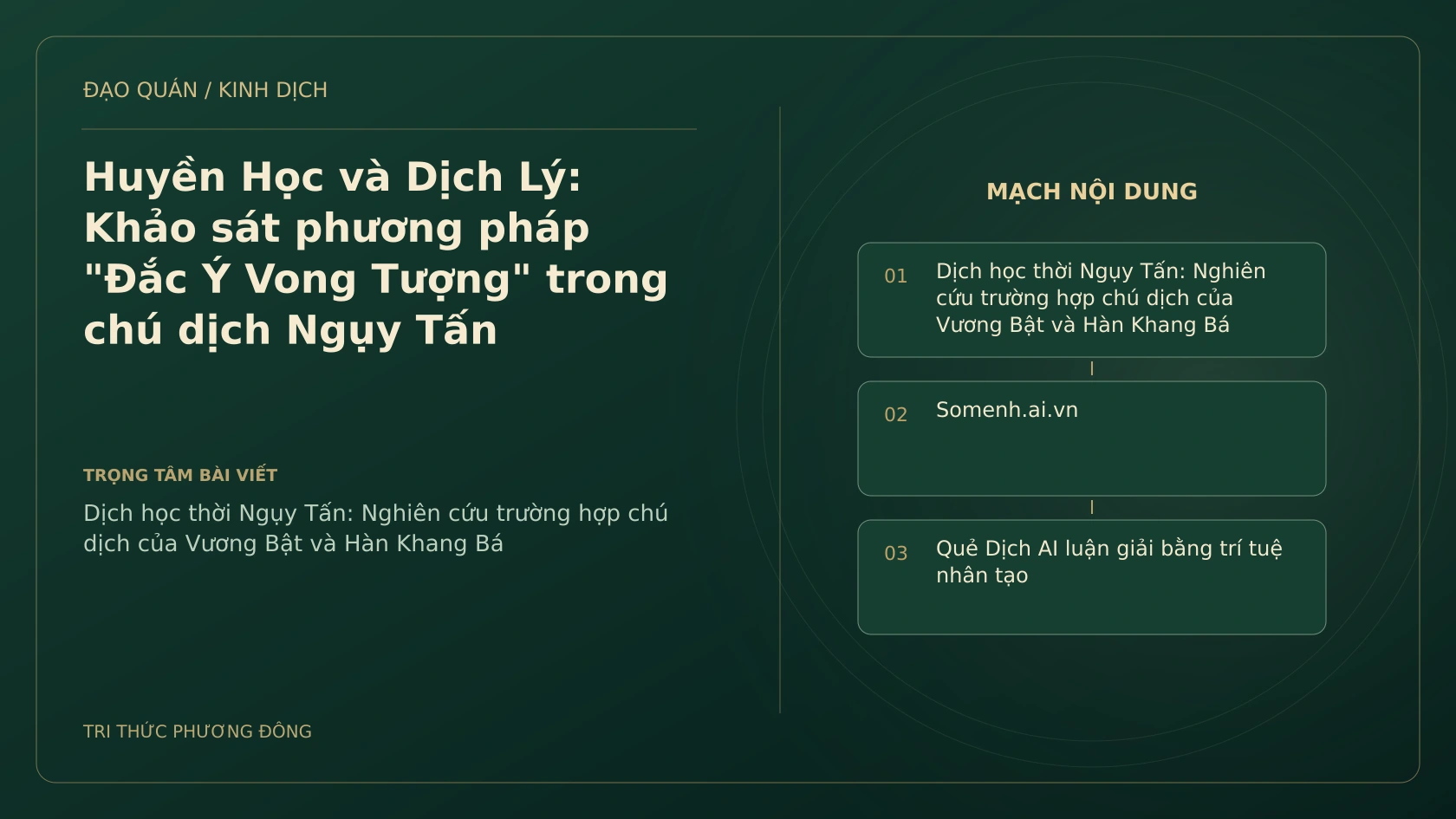Minh họa Dịch học: Huyền Học và Dịch Lý: Khảo sát phương pháp "Đắc Ý Vong Tượng" trong chú dịch Ngụy Tấn