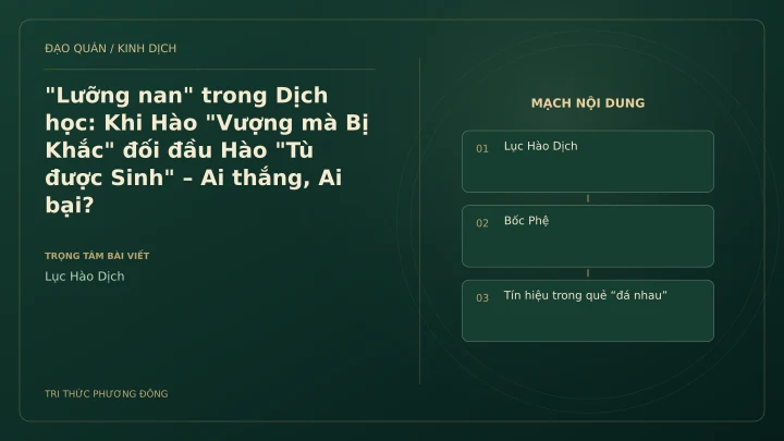 Minh họa Dịch học: "Lưỡng nan" trong Dịch học: Khi Hào "Vượng mà Bị Khắc" đối đầu Hào "Tù được Sinh" – Ai thắng, Ai bại?