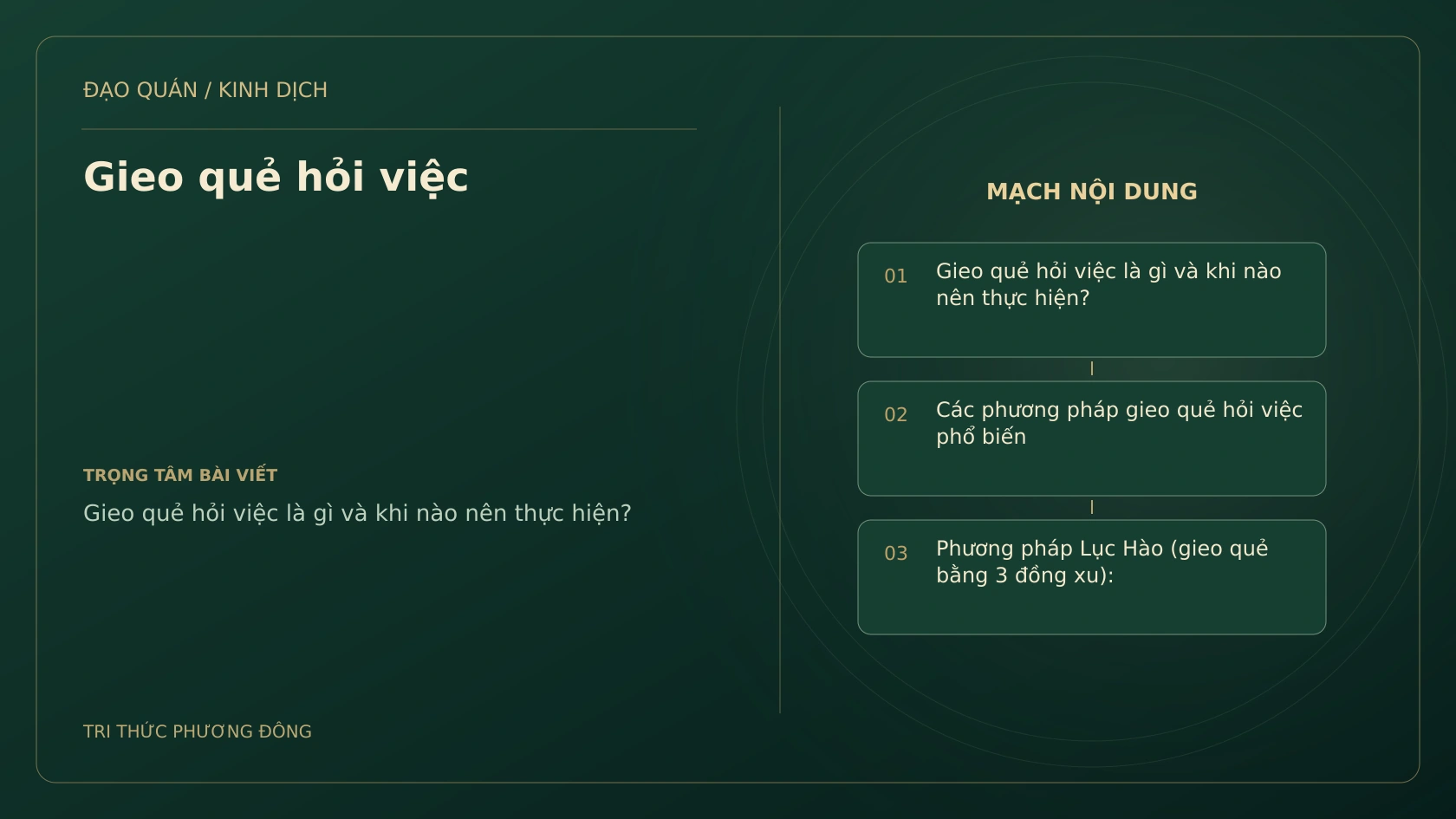 Minh họa Dịch học: Gieo quẻ hỏi việc