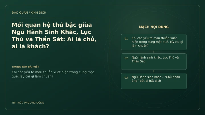 Minh họa Dịch học: Mối quan hệ thứ bậc giữa Ngũ Hành Sinh Khắc, Lục Thú và Thần Sát: Ai là chủ, ai là khách?