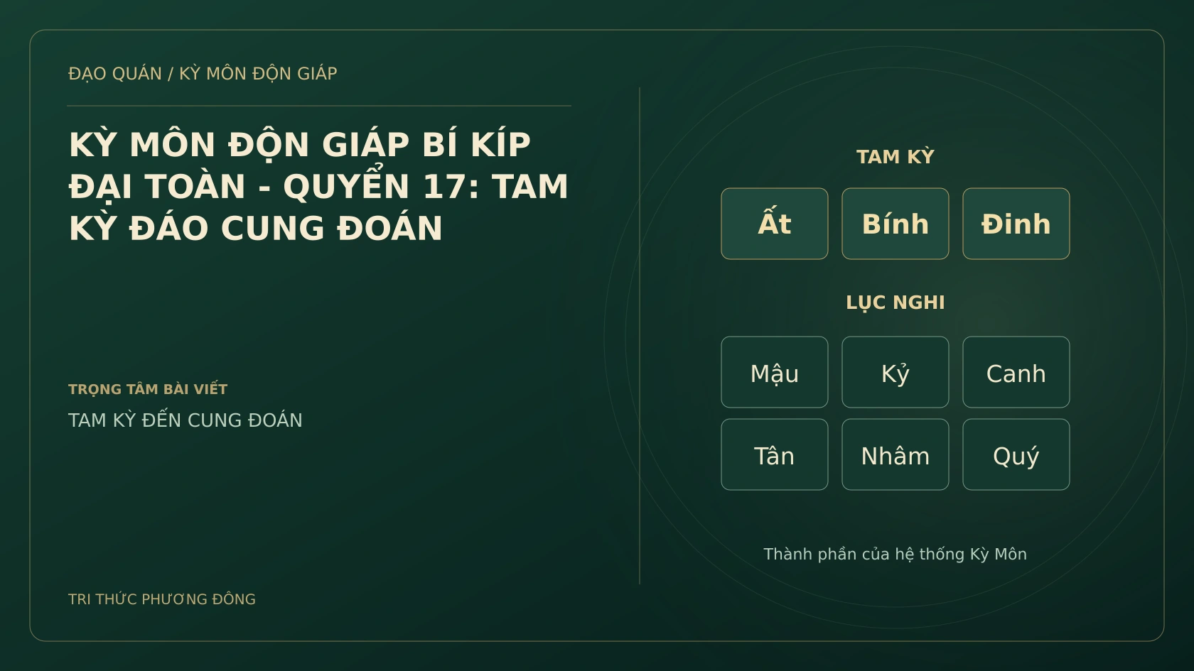 Sơ đồ Kỳ Môn: KỲ MÔN ĐỘN GIÁP BÍ KÍP ĐẠI TOÀN - QUYỂN 17: TAM KỲ ĐÁO CUNG ĐOÁN