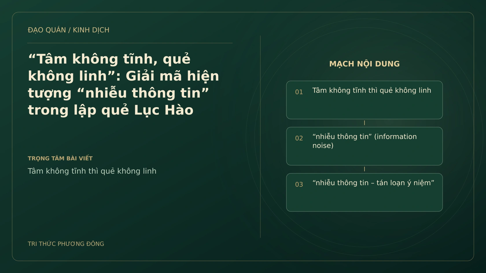 Minh họa Dịch học: “Tâm không tĩnh, quẻ không linh”: Giải mã hiện tượng “nhiễu thông tin” trong lập quẻ Lục Hào