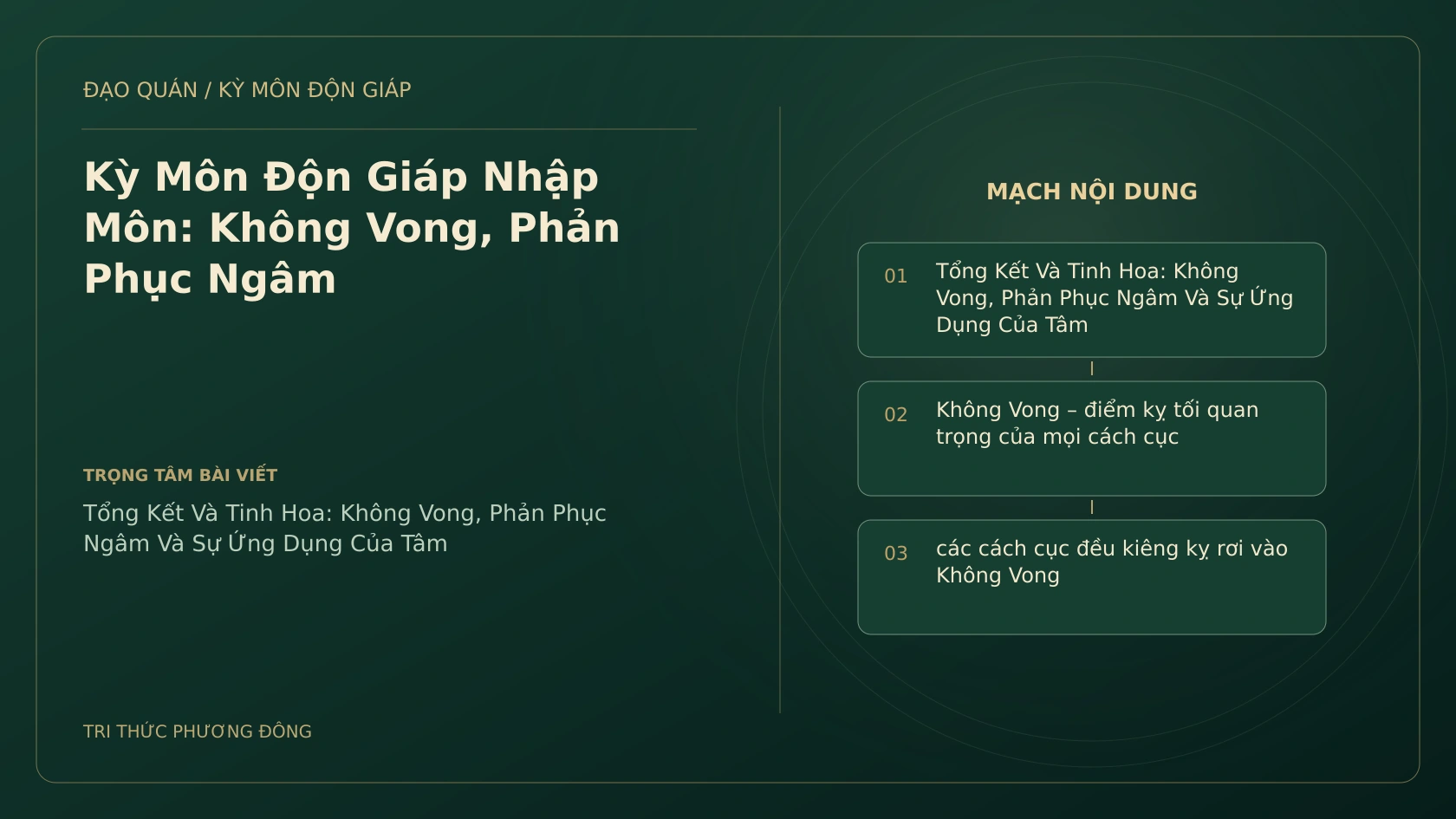 Sơ đồ Kỳ Môn: Kỳ Môn Độn Giáp Nhập Môn: Không Vong, Phản Phục Ngâm