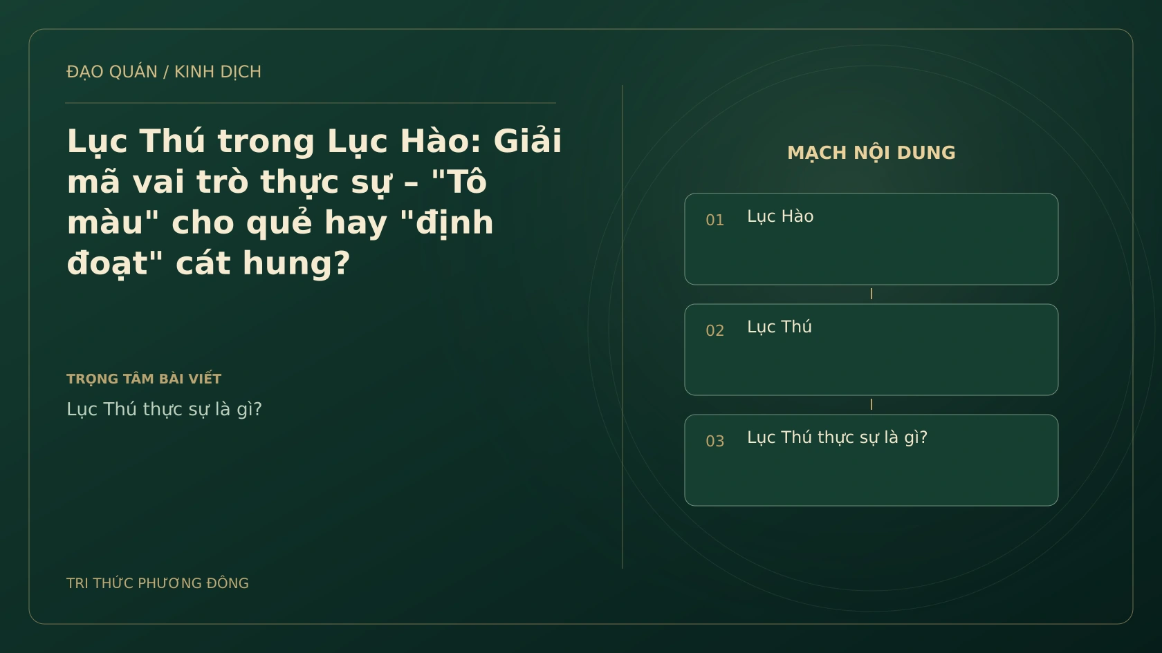 Minh họa Dịch học: Lục Thú trong Lục Hào: Giải mã vai trò thực sự – "Tô màu" cho quẻ hay "định đoạt" cát hung?