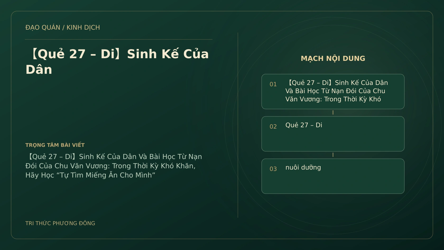 Minh họa Dịch học: 【Quẻ 27 – Di】Sinh Kế Của Dân