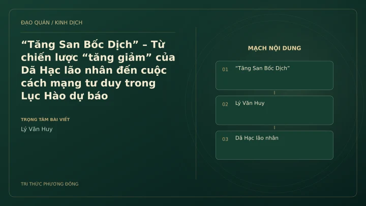 Minh họa Dịch học: “Tăng San Bốc Dịch” – Từ chiến lược “tăng giảm” của Dã Hạc lão nhân đến cuộc cách mạng tư duy trong Lục Hào dự báo