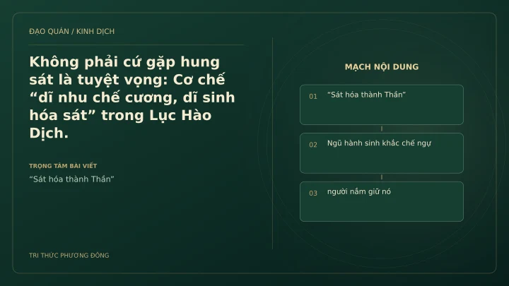 Minh họa Dịch học: Không phải cứ gặp hung sát là tuyệt vọng: Cơ chế “dĩ nhu chế cương, dĩ sinh hóa sát” trong Lục Hào Dịch.