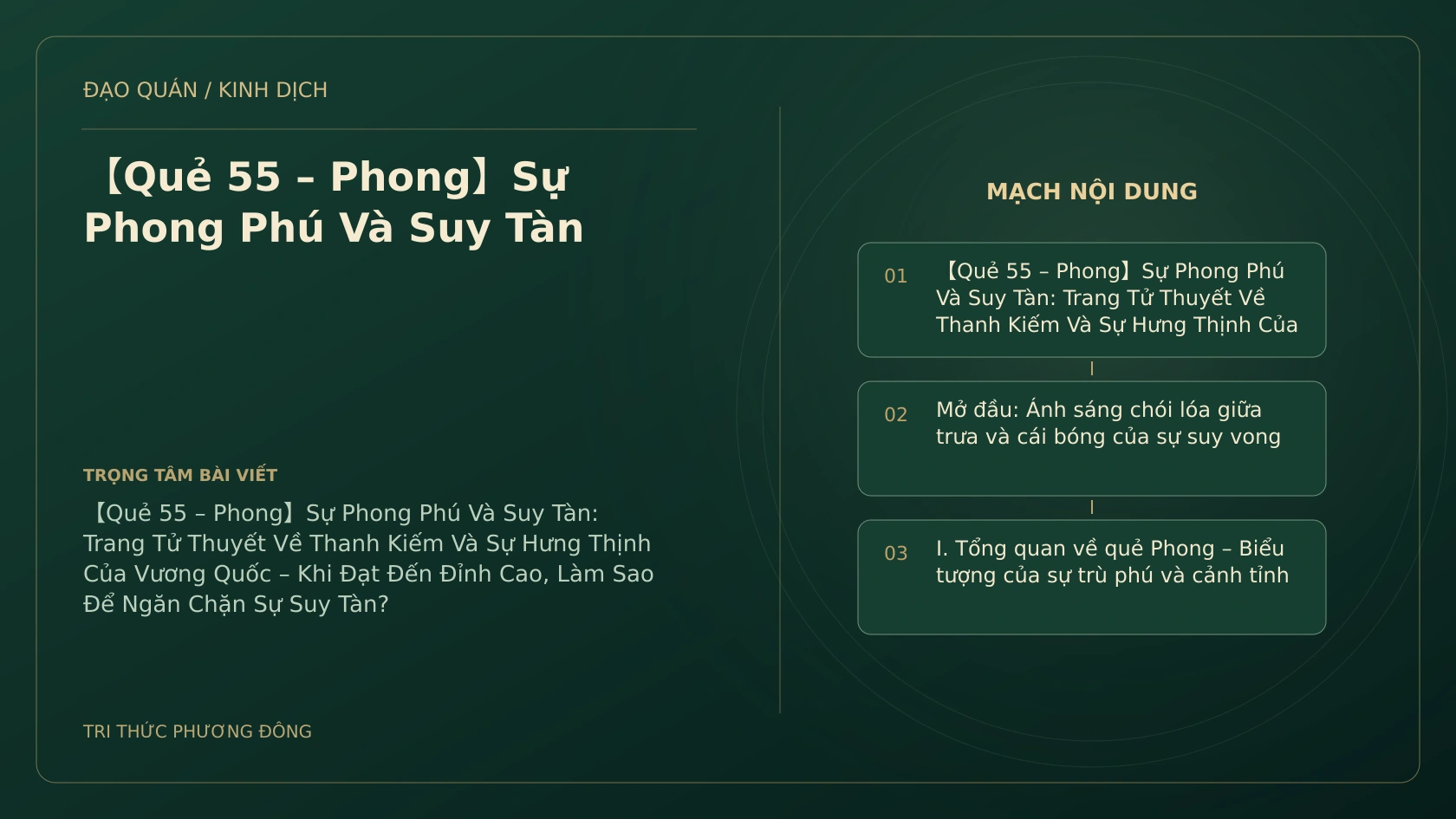 Minh họa Dịch học: 【Quẻ 55 – Phong】Sự Phong Phú Và Suy Tàn