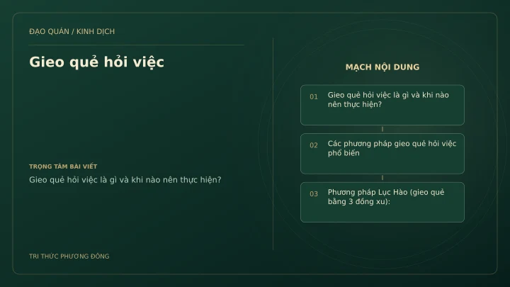 Minh họa Dịch học: Gieo quẻ hỏi việc