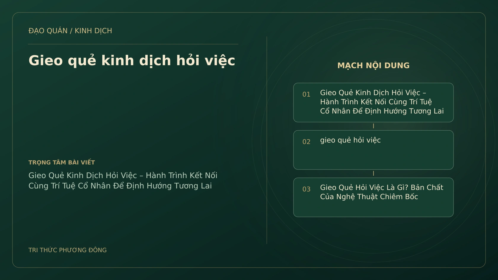 Minh họa Dịch học: Gieo quẻ kinh dịch hỏi việc