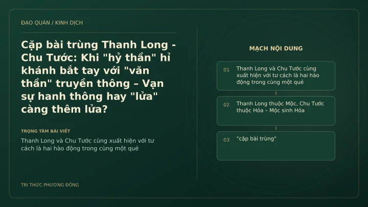 Minh họa Dịch học: Cặp bài trùng Thanh Long - Chu Tước: Khi "hỷ thần" hỉ khánh bắt tay với "văn thần" truyền thông – Vạn sự hanh thông hay "lửa" càng thêm lửa?