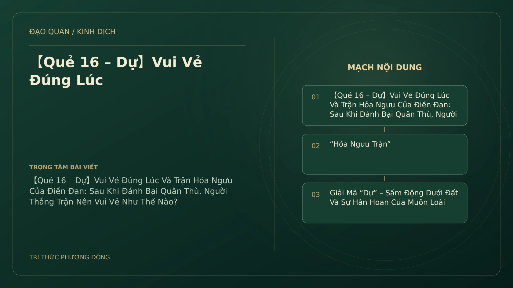Minh họa Dịch học: 【Quẻ 16 – Dự】Vui Vẻ Đúng Lúc