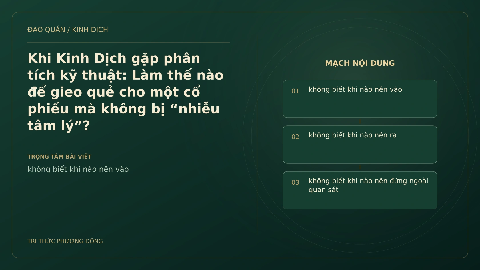 Minh họa Dịch học: Khi Kinh Dịch gặp phân tích kỹ thuật: Làm thế nào để gieo quẻ cho một cổ phiếu mà không bị “nhiễu tâm lý”?