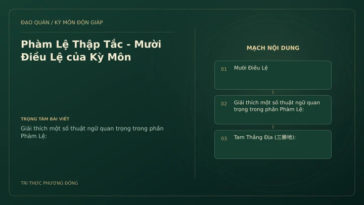 Sơ đồ Kỳ Môn: Phàm Lệ Thập Tắc - Mười Điều Lệ của Kỳ Môn