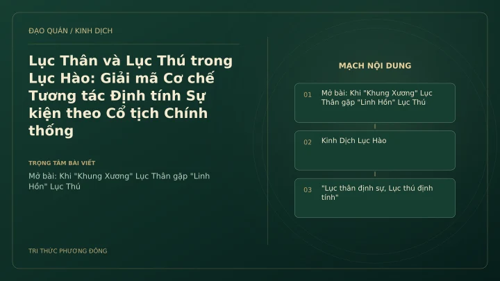 Minh họa Dịch học: Lục Thân và Lục Thú trong Lục Hào: Giải mã Cơ chế Tương tác Định tính Sự kiện theo Cổ tịch Chính thống