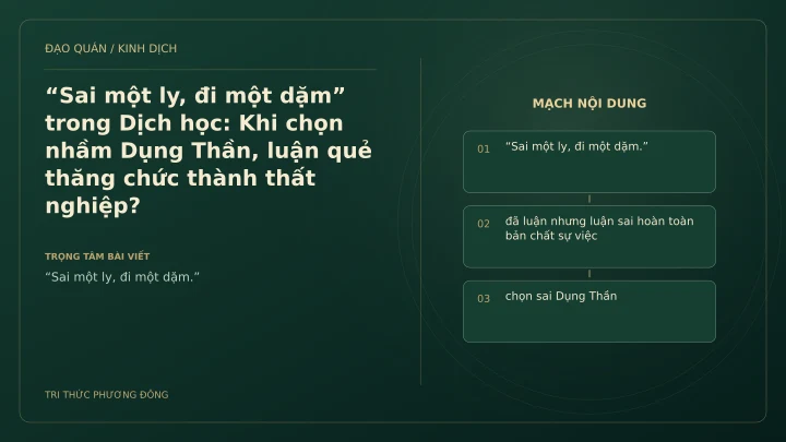 Minh họa Dịch học: “Sai một ly, đi một dặm” trong Dịch học: Khi chọn nhầm Dụng Thần, luận quẻ thăng chức thành thất nghiệp?