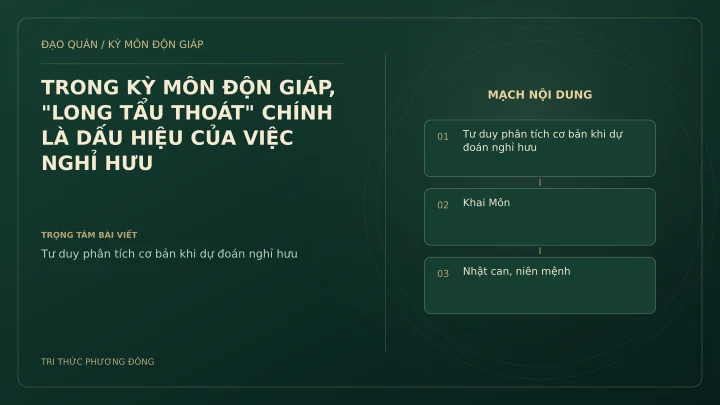 Sơ đồ Kỳ Môn: TRONG KỲ MÔN ĐỘN GIÁP, "LONG TẨU THOÁT" CHÍNH LÀ DẤU HIỆU CỦA VIỆC NGHỈ HƯU