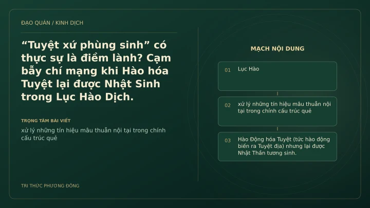 Minh họa Dịch học: “Tuyệt xứ phùng sinh” có thực sự là điềm lành? Cạm bẫy chí mạng khi Hào hóa Tuyệt lại được Nhật Sinh trong Lục Hào Dịch.