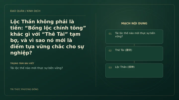 Minh họa Dịch học: Lộc Thần không phải là tiền: “Bổng lộc chính tông” khác gì với “Thê Tài” tạm bợ, và vì sao nó mới là điểm tựa vững chắc cho sự nghiệp?