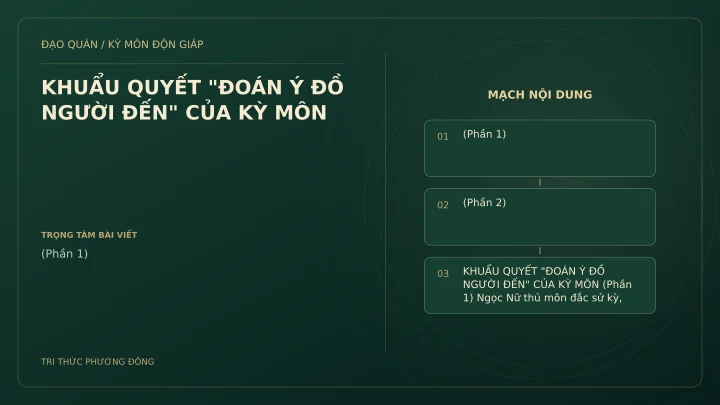 Sơ đồ Kỳ Môn: KHUẨU QUYẾT "ĐOÁN Ý ĐỒ NGƯỜI ĐẾN" CỦA KỲ MÔN