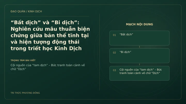 Minh họa Dịch học: “Bất dịch” và “Bi dịch”: Nghiên cứu mâu thuẫn biện chứng giữa bản thể tĩnh tại và hiện tượng động thái trong triết học Kinh Dịch