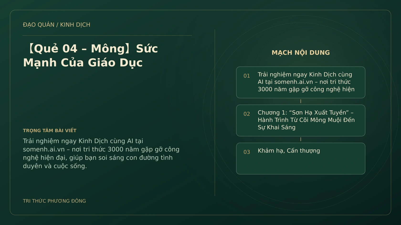 Minh họa Dịch học: 【Quẻ 04 – Mông】Sức Mạnh Của Giáo Dục