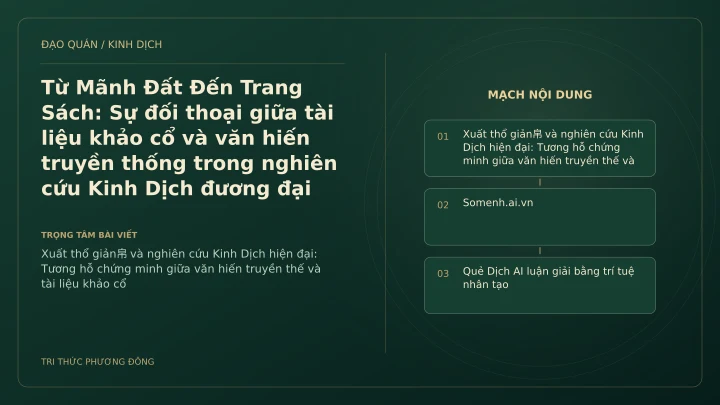 Minh họa Dịch học: Từ Mãnh Đất Đến Trang Sách: Sự đối thoại giữa tài liệu khảo cổ và văn hiến truyền thống trong nghiên cứu Kinh Dịch đương đại