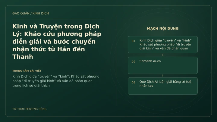 Minh họa Dịch học: Kinh và Truyện trong Dịch Lý: Khảo cứu phương pháp diễn giải và bước chuyển nhận thức từ Hán đến Thanh