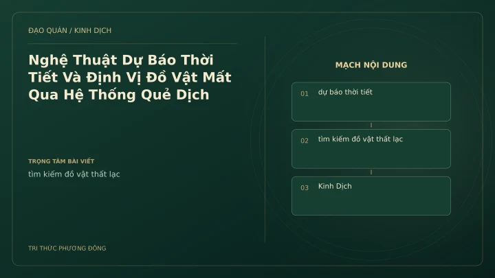 Minh họa Dịch học: Nghệ Thuật Dự Báo Thời Tiết Và Định Vị Đồ Vật Mất Qua Hệ Thống Quẻ Dịch