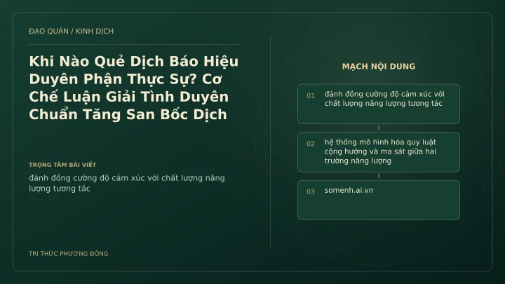 Minh họa Dịch học: Khi Nào Quẻ Dịch Báo Hiệu Duyên Phận Thực Sự? Cơ Chế Luận Giải Tình Duyên Chuẩn Tăng San Bốc Dịch