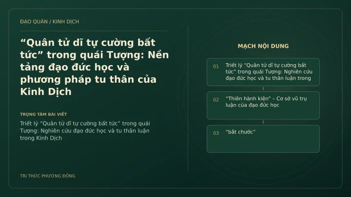 Minh họa Dịch học: “Quân tử dĩ tự cường bất tức” trong quái Tượng: Nền tảng đạo đức học và phương pháp tu thân của Kinh Dịch