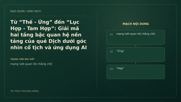 Minh họa Dịch học: Từ “Thế - Ứng” đến “Lục Hợp - Tam Hợp”: Giải mã hai tầng bậc quan hệ nền tảng của quẻ Dịch dưới góc nhìn cổ tịch và ứng dụng AI