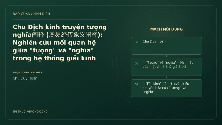 Minh họa Dịch học: Chu Dịch kinh truyện tượng nghĩa阐释 (周易经传象义阐释): Nghiên cứu mối quan hệ giữa "tượng" và "nghĩa" trong hệ thống giải kinh