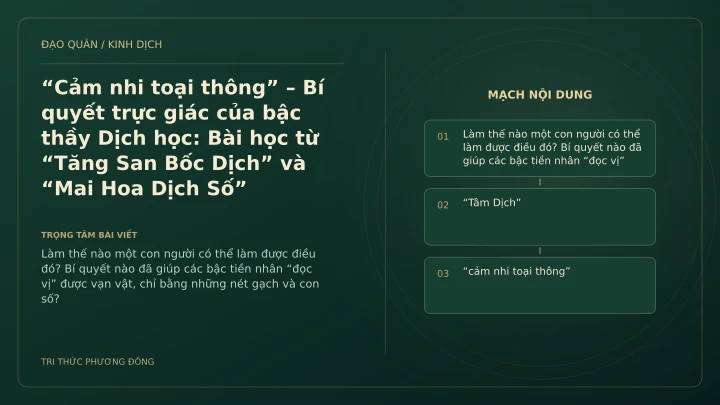 Minh họa Dịch học: “Cảm nhi toại thông” – Bí quyết trực giác của bậc thầy Dịch học: Bài học từ “Tăng San Bốc Dịch” và “Mai Hoa Dịch Số”