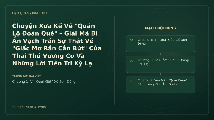 Minh họa Dịch học: Chuyện Xưa Kể Về "Quản Lộ Đoán Quẻ" – Giải Mã Bí Ẩn Vạch Trần Sự Thật Về "Giấc Mơ Rắn Cắn Bút" Của Thái Thú Vương Cơ Và Những Lời Tiên Tri Kỳ Lạ