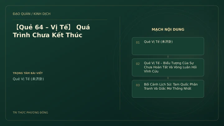 Minh họa Dịch học: 【Quẻ 64 – Vị Tế】 Quá Trình Chưa Kết Thúc