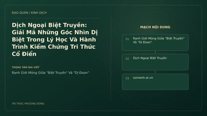 Minh họa Dịch học: Dịch Ngoại Biệt Truyền: Giải Mã Những Góc Nhìn Dị Biệt Trong Lý Học Và Hành Trình Kiểm Chứng Tri Thức Cổ Điển