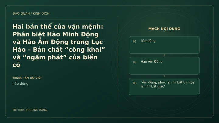 Minh họa Dịch học: Hai bản thể của vận mệnh: Phân biệt Hào Minh Động và Hào Ám Động trong Lục Hào – Bản chất “công khai” và “ngầm phát” của biến cố